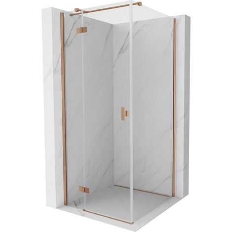 Mexen Mist-H T cabina doccia a battente sinistra 75 x 75 cm, trasparente, rame spazzolato - 8A5T-075-075-65-00-L (1/5)