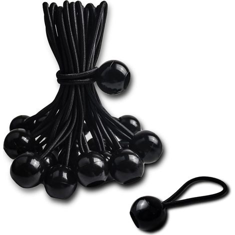 75 Tendeur élastique, Boule de fixation, Bâche, Gazebo, Banderoles, Mât de drapeau, Camping, Noir (1/5)