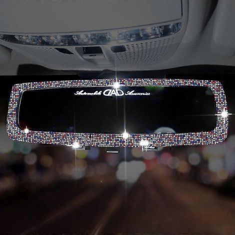 Décoration de rétroviseur intérieur de voiture en cristal, ornement scintillant en forme de diamant, coque de rétroviseur pour filles et femmes, accessoires intérieurs (1/5)