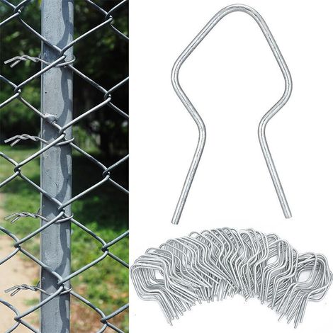 Lot de 100 serre-câbles en T en acier galvanisé portable pour chevaux, moutons, ferme, jardin, clôtures sportives, argent (carré) (1/4)