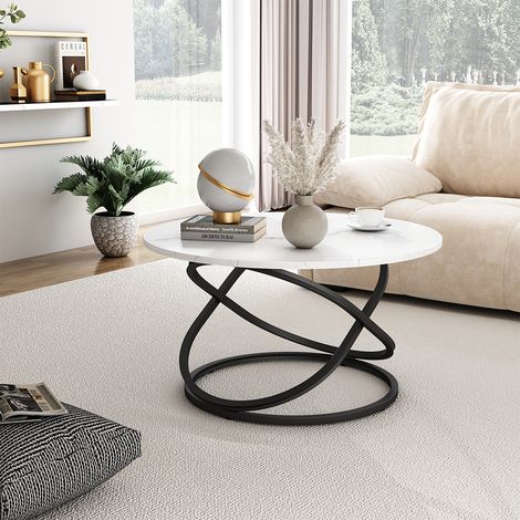 Tavolino Calgary, Bianco, 79.5 x 46 cm con ampia superficie di lavoro, Vicco