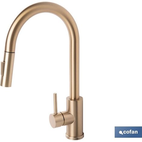 Rubinetto da cucina estensibile in acciaio inox dorato 400 mm (1/4)