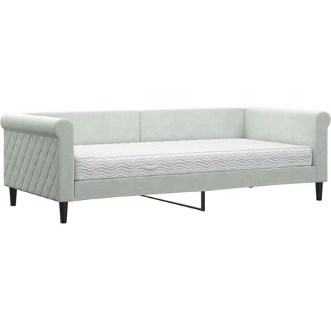 Maison Exclusive - Tagesbett mit Matratze Hellgrau 90x200 cm Samt
