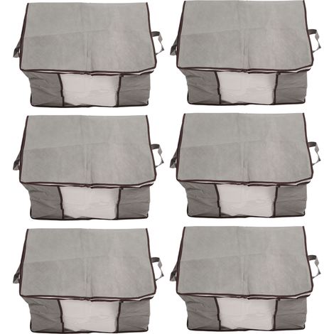 6er-Pack Aufbewahrungsbeutel für Steppdecken, große Aufbewahrungsboxen für Decken, faltbar, aus Vliesstoff, zur Aufbewahrung von Kleidung, ideal für Umzug und Reisen, Grau (1/5)