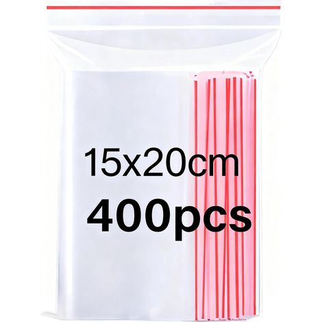 Lot De 400 Sachets En PE, 15 X 20 Cm, Avec Fermeture À Pression, Transparents, Petits Sachets Zip, Sacs En Plastique Refermables (1/5)