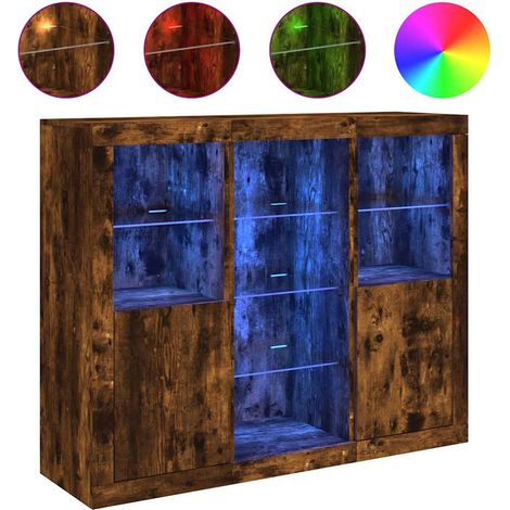 Maison Exclusive - Aparador con luz LED 3 pzas madera de ingenier (1/5)