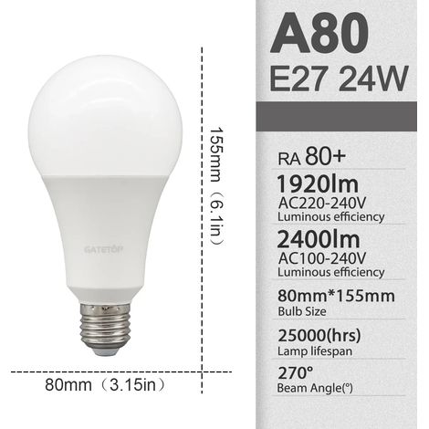 Lampes de croissance pour plantes (A60 24W, 4000K Lumière du jour, AC220-240V) Lot de 8 ampoules LED blanc chaud pour éclairage de chambre ou de balcon (1/5)