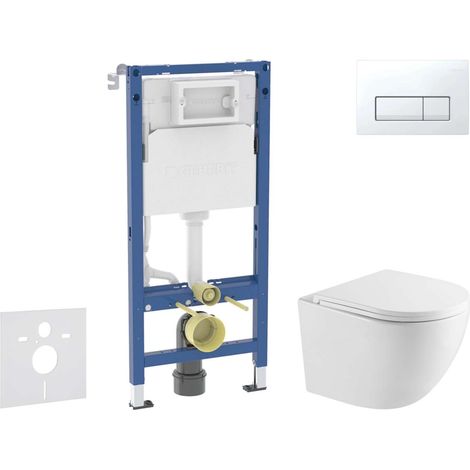 Geberit Duofix - Set de bâti-support, cuvette Oudee et abattant softclose, plaque de déclenchement Delta50, blanc alpin SANI11CA31103