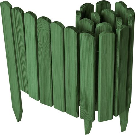Garronda clôture de Jardin en Bois Bordure Jardin Cloture Jardin Exterieur, Palissade Bordurette Longueur: 100 cm GD-0148 (Vert Foncé, Hauteur : 30 cm) (1/5)