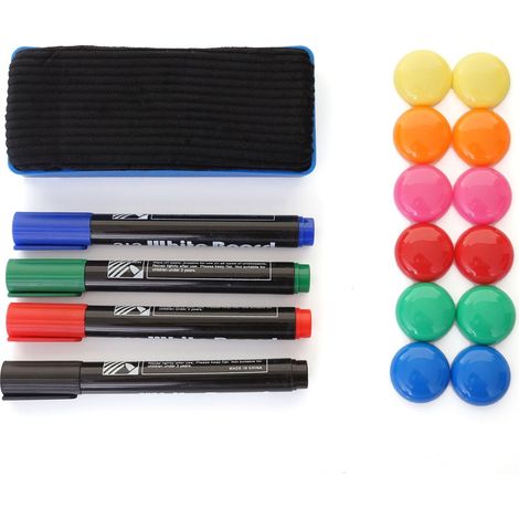Set accessori HHG-970 per lavagna magnetica spugnetta, pennarelli e calamite