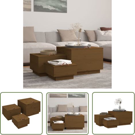 The Living Store Aufbewahrungsboxen mit Deckeln 3 Stk. Braun Massivholz Kiefer - Holz Aufbewahrungsböxchen - Kiefernholzkisten - Stauraum Organizer - Wohnzimmer Deko - Möbel Set (1/5)