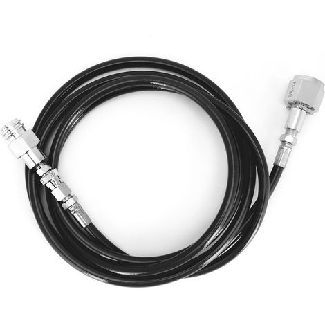 Ortviai Tuyau extérieur pour recharge CO2 SodaStream – 2,5 m, raccord universel G5/8-14, acier inoxydable noir (1/4)