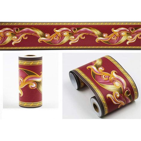 Selbstklebende Bordüre – 1 Rolle – wasserfestes PVC – geprägtes Rotwein-Motiv – Dekoration für Küche, Wohnzimmer und Badezimmer – 10 cm x 9 m (1/2)