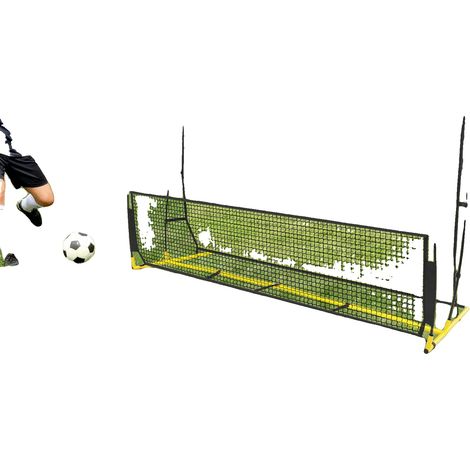 Rete di recupero per pallone da calcio, dimensioni 210 cm x 120 cm x 85 cm, opzioni di rimbalzo alto e basso, materiale: asta in fibra di vetro e tubo di ferro, colore: nero e giallo, portatile con bo (1/5)