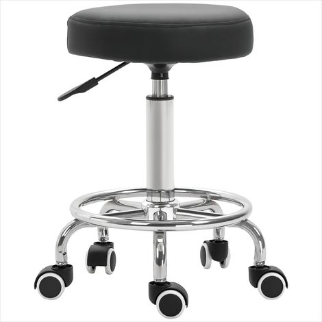 Tabouret à roulettes réglable 50-64 cm assise pivotante 360° (1/5)