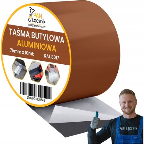 Bande Butyle De Toiture Aluminium, 75 mm x 10 m, Marron RAL8017, Ruban D'Etancheite