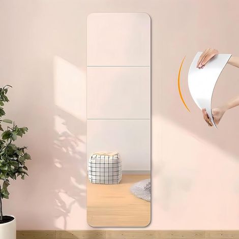 4 Pièces Miroir Autocollant, 20 X 20 cm Acrylique Miroir Adhésif Porte, Miroir Collant Muraux Carrés Flexible Miroire Deco pour Salle de Bain, Salon, Chambre (1/5)
