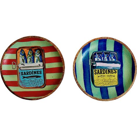 Piatto decorativo a forma di sardina, set da 2 pezzi, design nautico, ideale per cucina e sala da pranzo, accessorio d'arredo per la casa (1/4)