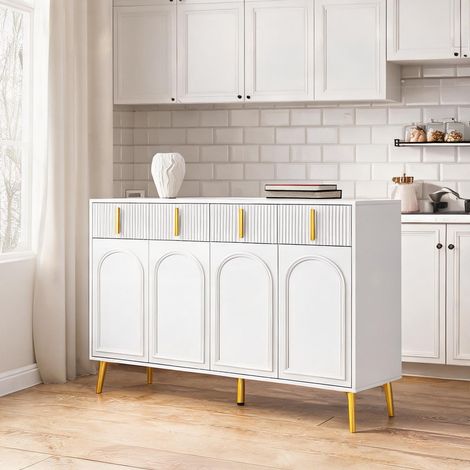 Buffet coloris blanc en MDF 140 x 38 x 82 cm (1/5)