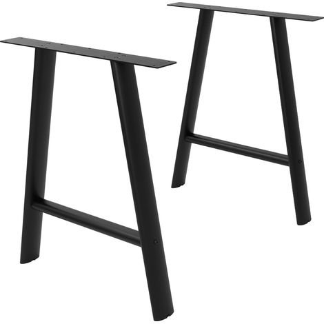 ML-Design Tischbeine Metall Schwarz 2er Set, Tischgestell Outdoor wetterfest, Tischfüße aus Stahl, Tischkufen A-Form, Schreibtischbeine Untergestell Möbelfüße für Esstisch Schreibtisch, 60x72 cm, Oval (1/5)