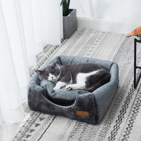 Niche pour Chat - Grotte pour Chat - Maison Portative pour Animaux De Compagnie - Gris - Extérieur (1/4)