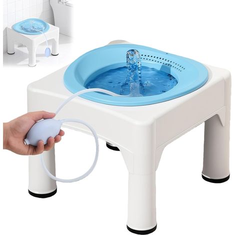 Bain d'assise avec tabouret - 1600 ml - Baignoire à suspendre pour bain de siège, baignoire hanche avec rinçage - Résistance à la chaleur jusqu'à 120 °C - Baignoire d'assise pour le traitement des (1/5)