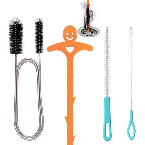 155cm furet deboucheur canalisation, Furet Deboucheur Evier, Kit Debouchage Cheveux Douche Pince à Griffes Flexible pour Travailler Dans les Espaces Étroits Lot de 4 (1/5)