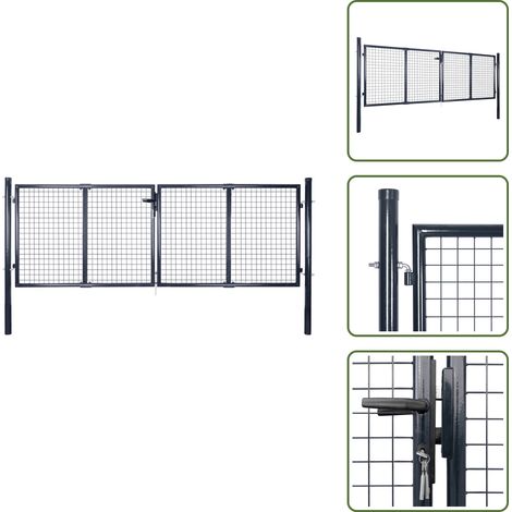 Puerta de jardín gris - vidaXL Puerta de jardín de malla acero galvanizado 300 x 75 cm gris - Puerta de jardín moderna