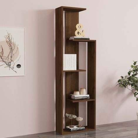 Fiesole Regal, Bibliothek 3 Böden, Frei Installierbar, Gestellfarbe Nussbaum, 50x20x160h cm Braun Nussbaum (1/5)