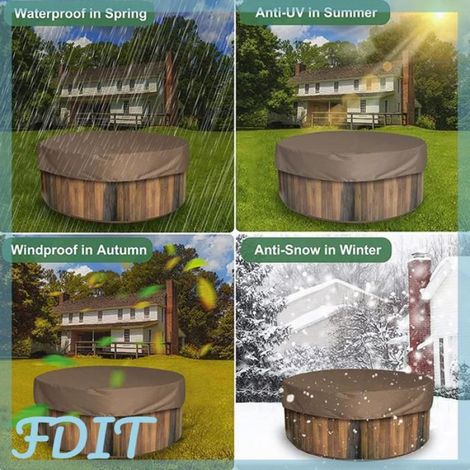 Housse De Protection Pour Spa - Rond - 200 X 30 Cm - Imperméabilisée Argent 190T - Extérieur Jardin - 1 Pièce (1/5)