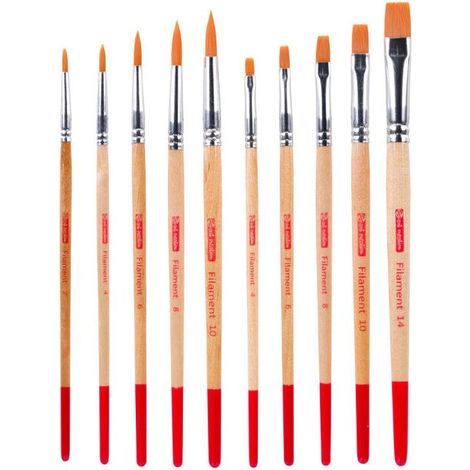 10 pinceaux - Peinture aquarelle - Rond - Plat - Synthétiques - Art Creation