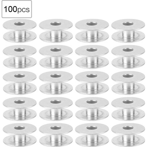 100 bobines vides en aluminium pour pièces de machine à coudre plate (1/5)