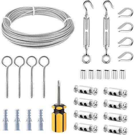 5 Meter langes Set PVC-ummantelter Stahldrahtseile für den Innen- und Außenbereich, Wäscheleine und Gardinenseil aus Edelstahl 304 (1/5)