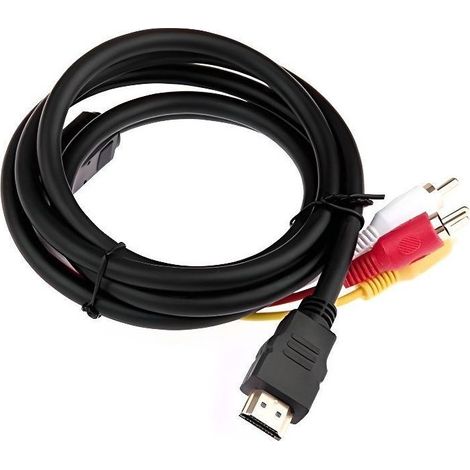Câble Adaptateur HDMI vers 3 RCA - STRAßE GAME - 1.5m - Noir - Transfert de signaux audio/vidéo