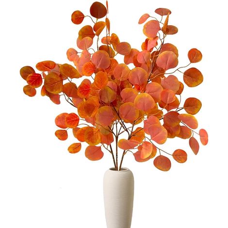 Herbstzweige 3 Bündel Eukalyptus künstliche 65cm Deko Orange (1/5)