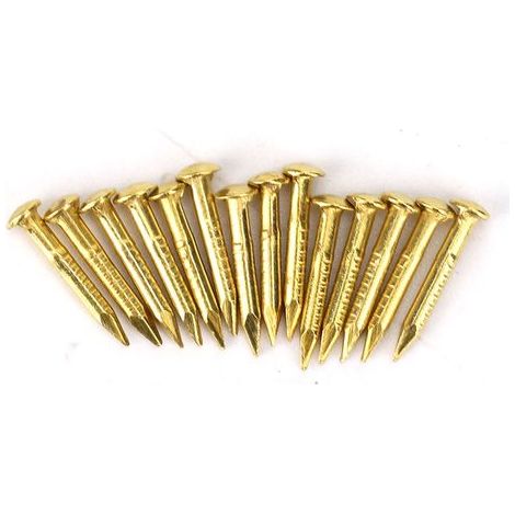 Pack of 100 brass round-head nails for furniture hinges, hardware accessories in 10 mm, 15 mm, 18 mm and 22 mm diameters (length: 10 mm). (1/5)