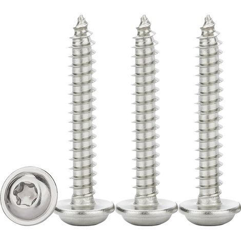 Vis à Tôle Autoperceuses M4x25mm,50 Pièces Vis Autoforeuse Torx avec Rondelle Acier Inoxydable A2 V2A Vis Bois à Tête Bombée Plate Dureté élevée,Entièrement Fileté (1/5)