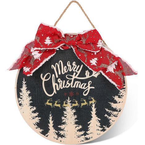 Plaque de porte en bois de Noël, décoration murale pour la maison ou la maison, pendante ou pour les fêtes-33X28X1.5CM-Black