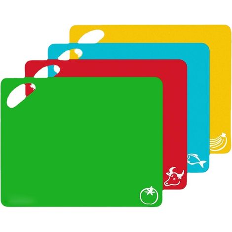 Planche À Découper - En Plastique PP Alimentaire - Antidérapante Avec Pictogrammes Colorés - Lave-Vaisselle - Lot De 4 (1/5)