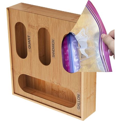Organiseur baggie pour tiroir 4 en 1 - Sac de rangement cuisine sandwich, collation, placard, salle bain Léger (1/5)