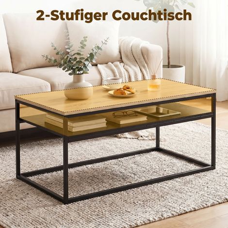 Table basse avec rangement, style industriel moderne, table de salon pour séjour et chambre, 100 x 59,8 x 47 cm, chêne (1/5)