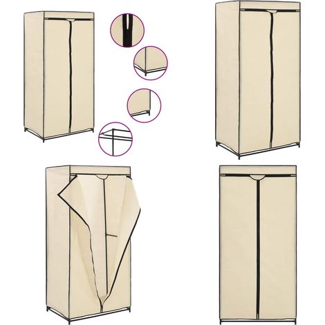 Garde-robe Crème 75x50x160 cm - Armoire - Placard - Dressing - Meuble Rangement - Fermetures Éclairs - Home & Living (1/5)