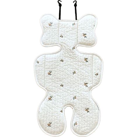 Coussin de siège poussette bébé doux, coton pur respirant, soutien tête cou corps pour siège auto enfant, style fin olive (1/5)
