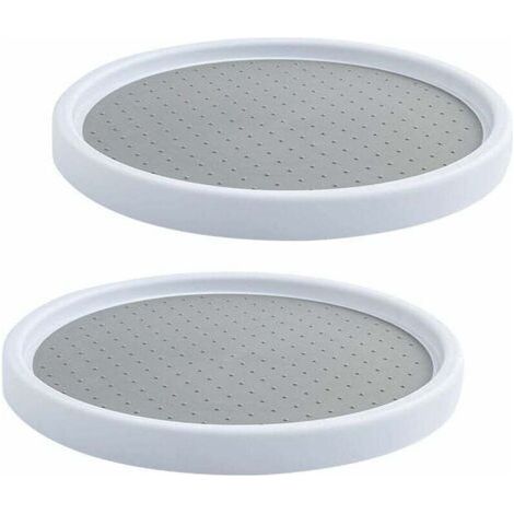 Plastic Turntable for Spices, 2 Pieces Spice Turntable Round Storage, Spice Rack Swivel Tray, Kitchen Cupboard Turntable for Fridge, Cabinet (1/4)