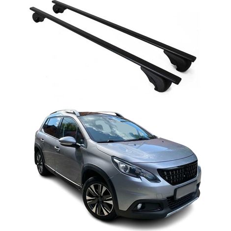 OMAC Barres de toit pour Peugeot 2008 I 2013-2019 – TÜV / DIN 75302:2019 – Antivol inclus – Charge max 75 kg – 2 barres Noir (1/4)
