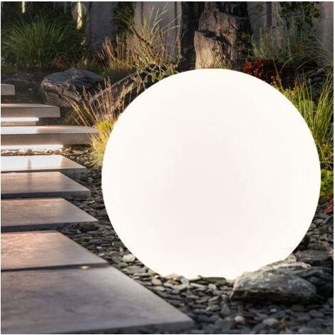Etc-Shop – Lampe solaire LED boule lumineuse 30 cm – Piquet de sol IP44 – 4x LED blanc chaud – Autonomie 6h – Pour tous types de sols (1/4)