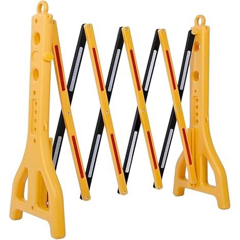Portable Telescopic Barrier, Yellow, 95 x 250 cm, Mobile Extendable Plastic Barrier, Portable Reflective Barrier for Pedestrian Safety, Events, Schools (1/5)