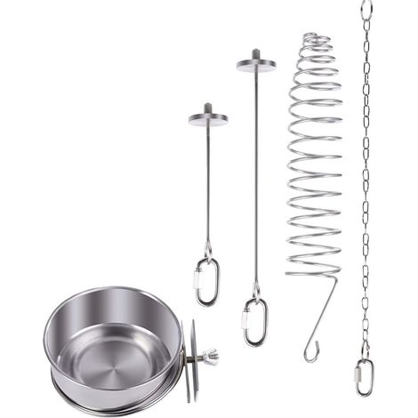 Accessoires pour nourrir les oiseaux en cage : jouet nourrissant avec fourchette à fruits et bols pour la nourriture et l’eau.-AquaForge (1/5)