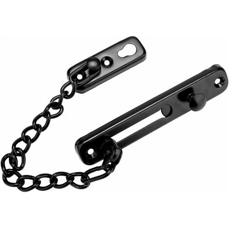 Stainless Steel Chain Lock, Anti-Theft Chain Lock, Interior Door Chain Lock with Anti-Theft Chain for Hotel Rooms and Family Rooms (Black) (1/4)