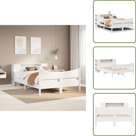 Letto con doghe - vidaXL Giroletto senza Materasso Bianco 160x200 cm Legno Massello Pino - Letto con spazio di stoccaggio
